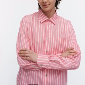 Marimekko pink striped button down shirt